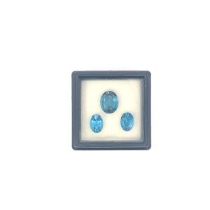 Set of 3 Natural London Blue Topaz – 4.28ct Oval Cut Gemstones