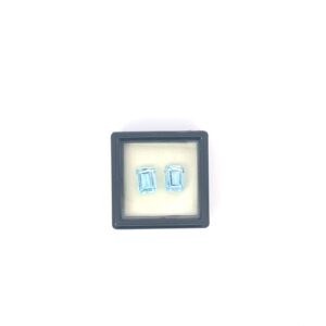 Pair of Natural Sky Blue Topaz – 4.08ct Emerald Cut