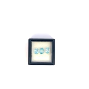 3.62ct Natural Blue Zircon – Set of 3 Oval Cut Gemstones
